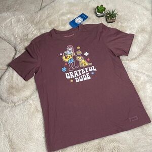 Life Is Good Grateful Dude Crusher T-Shirt Mens Size Small Brown Jake and Rocket